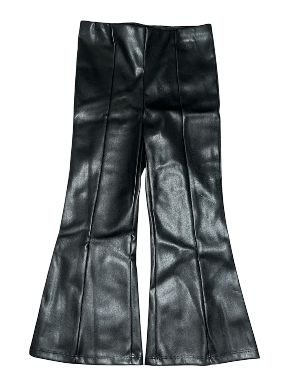 Kids Faux Leather Black Flared Pants